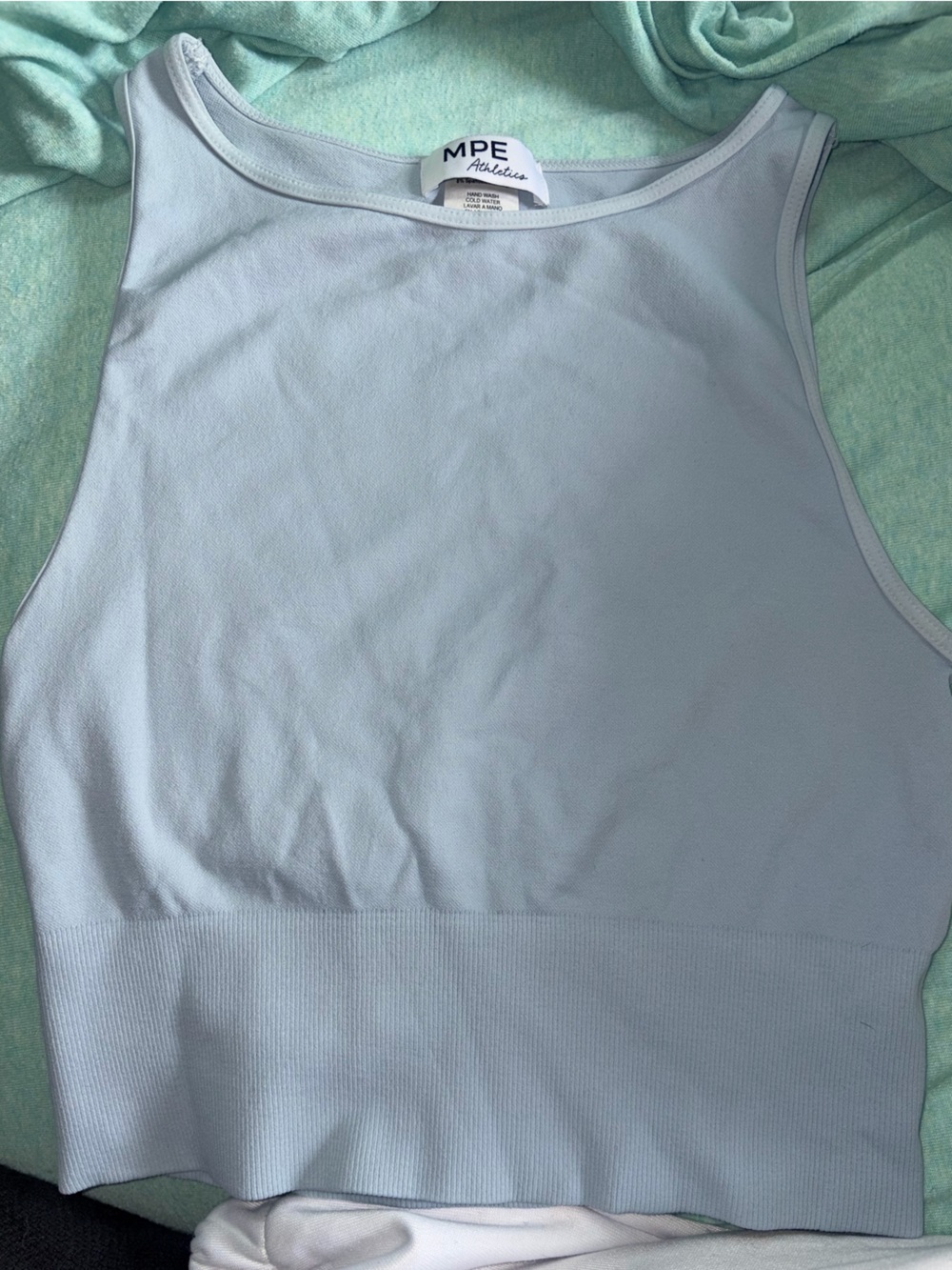 *BRAND NEW/ NEVER WORN* MPE Athletics Seamless Light Blue High Neck Crop Tank - Picture 2 of 7